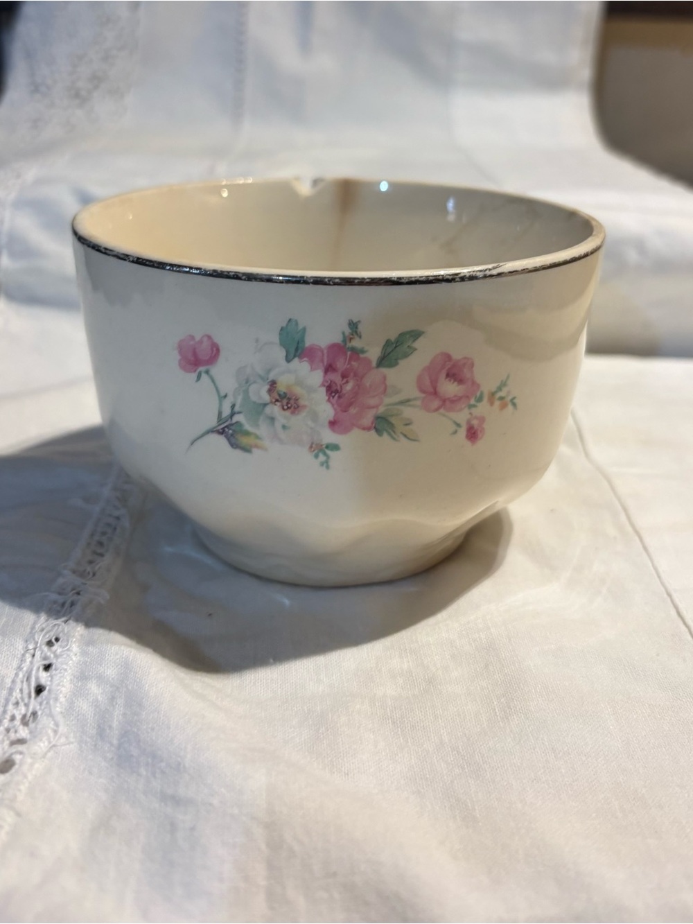 Homer Laughlin Cream and Gold Ceramic Bowl with Maker’s Mark